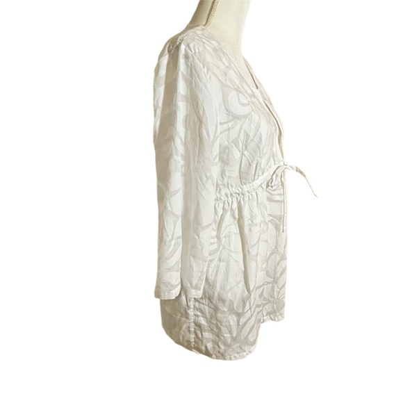 J Crew White Cotton Blend Tie Cover Up Burnout Floral Design Size Large - Picture 4 of 6